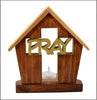 Pray Cross Religious Tealight Holder Cottage - Personalized Inspirational Home Décor Gift - DogPound Creations