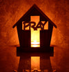 Pray Cross Religious Tealight Holder Cottage - Personalized Inspirational Home Décor Gift - DogPound Creations