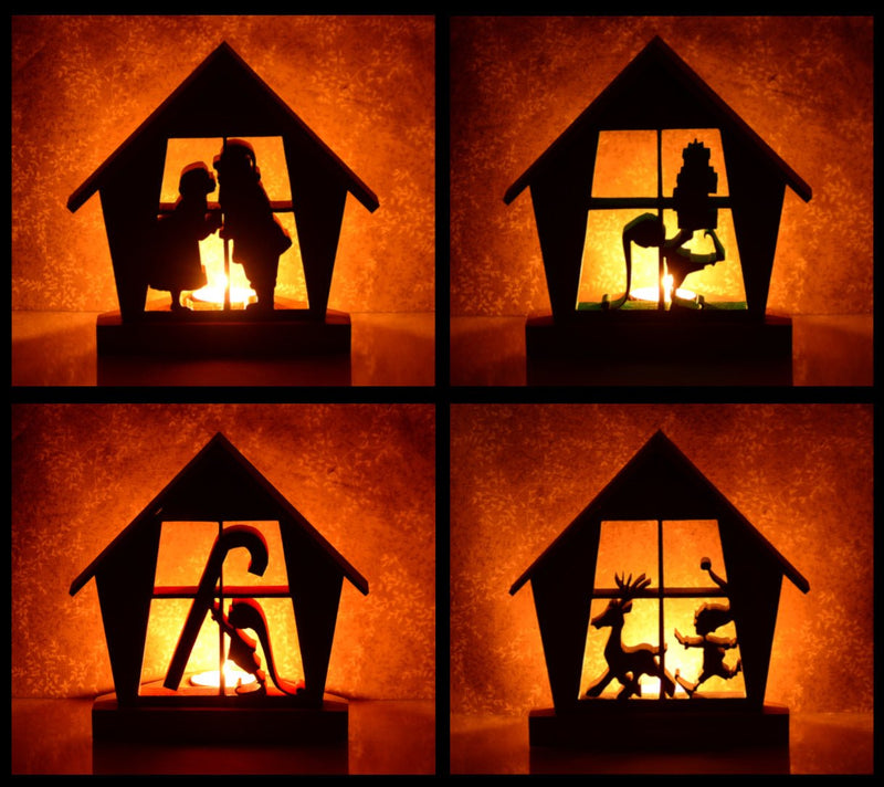 SANTA'S VILLAGE 4pc SET - Holiday Keepsake Tealight Candle Holders - Unique Christmas Home Decor Gift