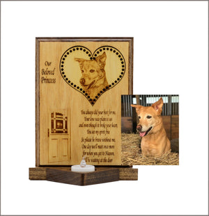 "Waiting by the door" Custom Engraved Dog Cat Portrait Memorial - DogPound Creations